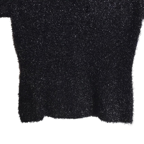 Neiman‎ Marcus Medium Black Allover Sparkle Tinsel Sparkle Collared Polo Top - Picture 5 of 7